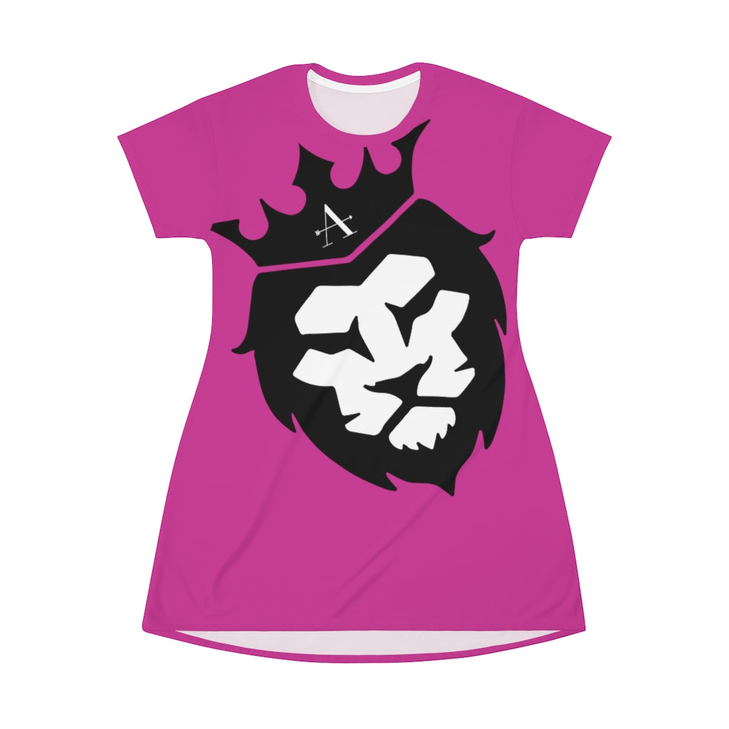 Queen of the Jungle T-Shirt Dress Pink|Black